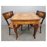Italian inlaid games table w/ roulette wheel & 2
