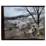 Antique Japanese photo on glass of a geisha: