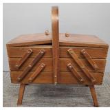 Accordion style wood sewing box- 18'H 16 1/2'W