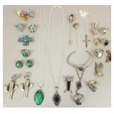 Gp Southwest, etc. silver jewelry- some s/w stones