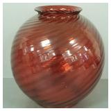 Victorian cranberry glass ball shade- 9'H 4 1/2'
