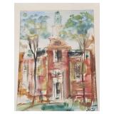 Signed watercolor of Independence Hall?-