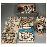 Lg Gp antique & vintage sewing buttons in boxes &