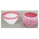 2 Victorian cranberry opalescent gas shades-