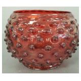 Victorian cranberry hobnail shade- 4' fitter; 8'D