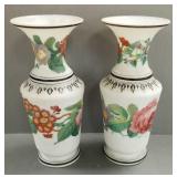 Pr. large antique Bristol glass vases w/ floral
