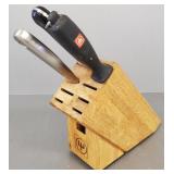 2 Wusthof knives, Wusthof sharpener & knife holder