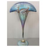 Charles Lotton style iridescent art glass vase: