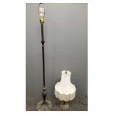 2 antique style ornate metal lamps: 59'H floor