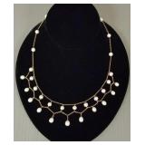 14K gold & pearl festoon style necklace: