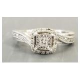 Sterling silver & diamond ring w/ milgrain detail