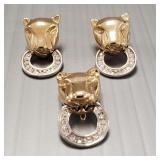 3 pcs 10K gold, diamond & sterling silver