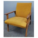 Mid-century arm chair- upholstery as seen- stained