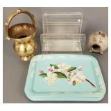 Gp vintage incl tin litho serving trays- 12 1/2'