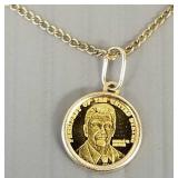 24k gold miniature Ronald Reagan medallion 0.4g
