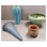 4 pcs vintage art pottery incl 2 Van Briggle vases