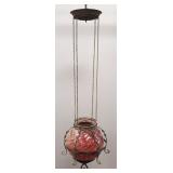 Victorian hanging fixture w/ cranberry ribbed