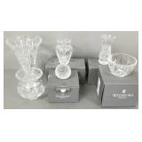 6 pcs Waterford- 5 vases & a golf paperweight-