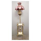Antique Victorian brass & marble piano lamp w/