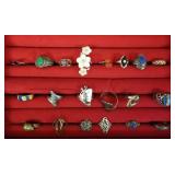 20 sterling silver assorted rings incl stone inlay