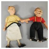 2 antique Schoenhut Maggie & Jiggs figures 9 1/2'H