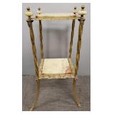 Antique Victorian ornate metal & onyx parlor stand