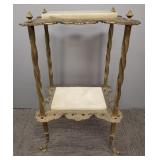 Antique Victorian ornate metal & onyx parlor stand