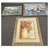 3 lg. framed floral prints- 33 1/2'H 43 1/2'W