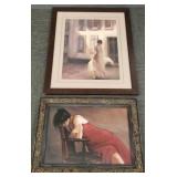 2 framed prints of women- 33 1/2'H 27 1/4'W