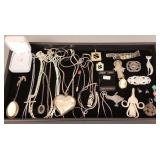 Gp asst. sterling silver, etc. jewelry incl chains