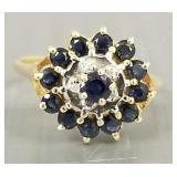 10K gold sapphire & diamond ring- 2.2g; size 6