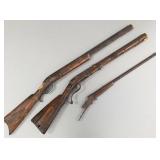 3 antique percussion muskets, etc. (as is