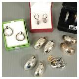 7 pr. sterling silver N.O.S. earrings- hoops, etc.