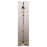 Ornate metal floor lamp with Akro Agate accent