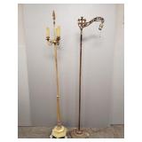 2 vintage ornate metal floor lamps (as seen- 1 arm