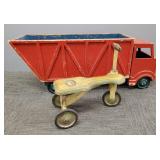 2 wooden child's items: folk art dump box/