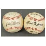 2 signed baseballs personalized to Billie Jean