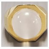 18K gold cat's eye moonstone ring- 15.2g; 13mm