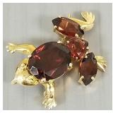 14K gold & garnet frog pendant/ brooch- 3.9g-