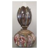 Antique stain glass oil lamp w/ shade (as is-