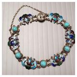 Chinese enameled bat motif bracelet s/w