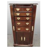 39'H multi-drawer wood jewelry chest with lift top