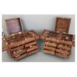 2 wooden jewelry chest w/ costume jewelry incl