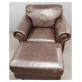 Divani leather upholstered chair & ottoman- 41'W