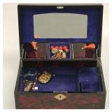 Lacquerware jewelry box with assorted enameled