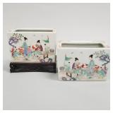 Pair antique Chinese Famille Rose porcelain