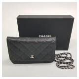 Chanel quilted caviar leather mini bag with chain