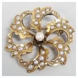 10k gold & split pearl swirl pin- 3.2 grams, 1'