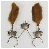 Set of antique pony bells with plumes- 16'H