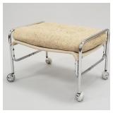 Mid-century modern rolling ottoman w/ upholstered